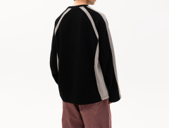 2024 fall new Waffle color contrast heavy loose hoodie men long sleeve casual shirt