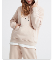 Autumn/Winter 2024 new 360g polar fleece solid color hoodie set loose and fleece hoodie