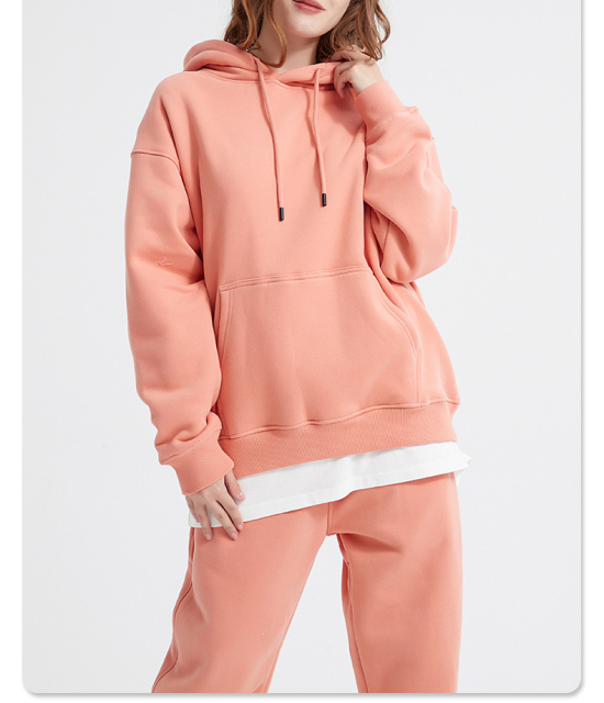 Autumn/Winter 2024 new 360g polar fleece solid color hoodie set loose and fleece hoodie