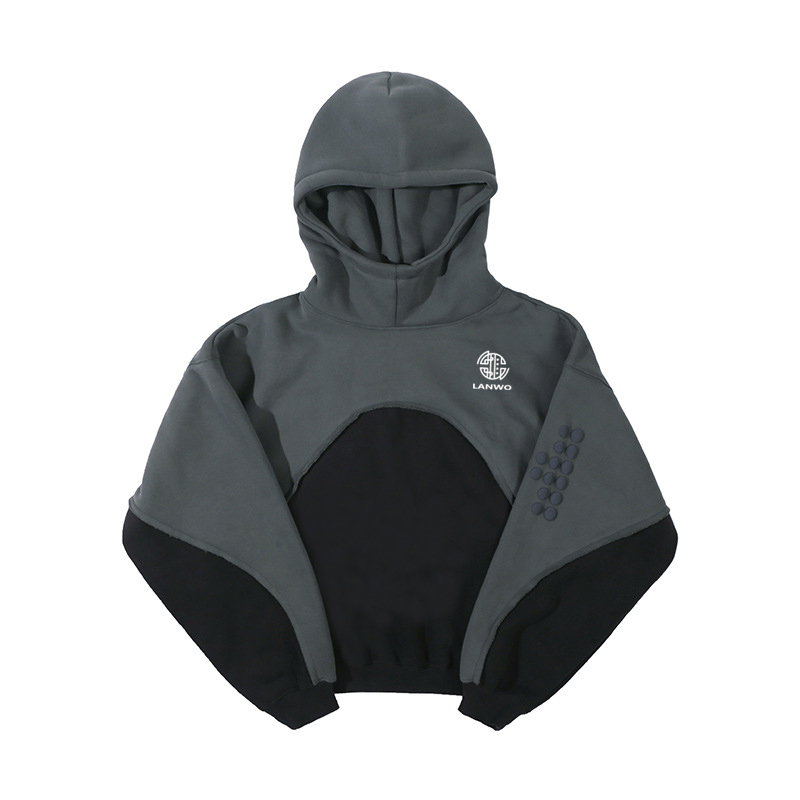 Men's 2024 autumn/winter new fashion color matching hoodie plus fleece drop shoulder hoodie for men and women