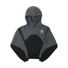 Men's 2024 autumn/winter new fashion color matching hoodie plus fleece drop shoulder hoodie for men and women