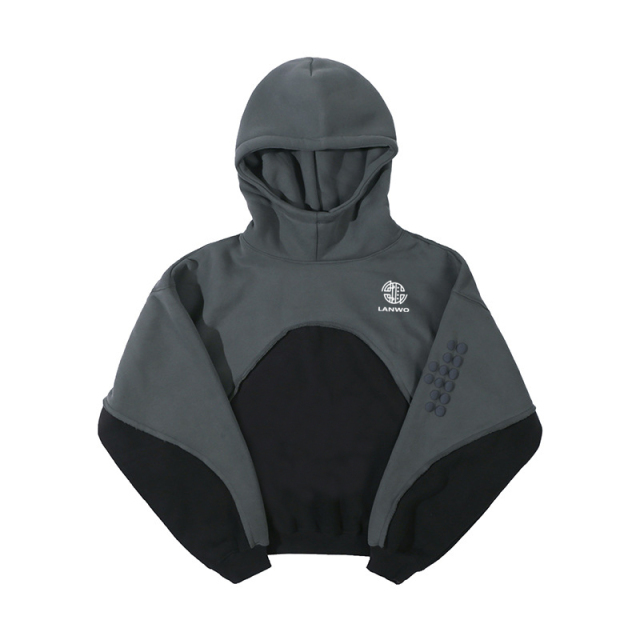 Men's 2024 autumn/winter new fashion color matching hoodie plus fleece drop shoulder hoodie for men and women