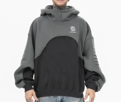 Men's 2024 autumn/winter new fashion color matching hoodie plus fleece drop shoulder hoodie for men and women