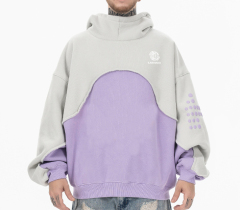 Men's 2024 autumn/winter new fashion color matching hoodie plus fleece drop shoulder hoodie for men and women