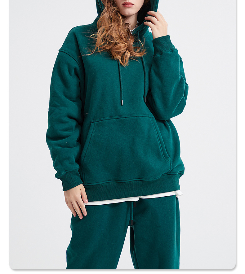 Autumn/Winter 2024 new 360g polar fleece solid color hoodie set loose and fleece hoodie