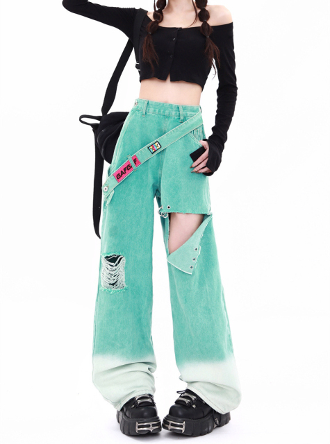 Dopamine in the fall 2024 new ripped American Hottie jeans fashion straight pants women