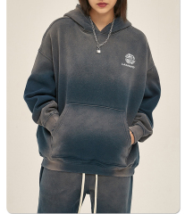 Autumn/Winter 2024 new solid color blank plus fleece thickened 360g spray dyed old hoodie for men and women