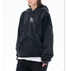 Men's 2024 autumn/winter new fashion brand personality anti-car design process solid color high street hooded hoodie men and women