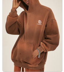 Autumn/Winter 2024 new solid color blank plus fleece thickened 360g spray dyed old hoodie for men and women
