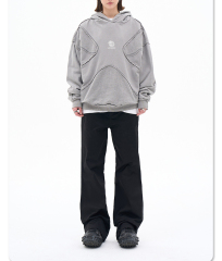 Men's 2024 autumn/winter new fashion brand personality anti-car design process solid color high street hooded hoodie men and women