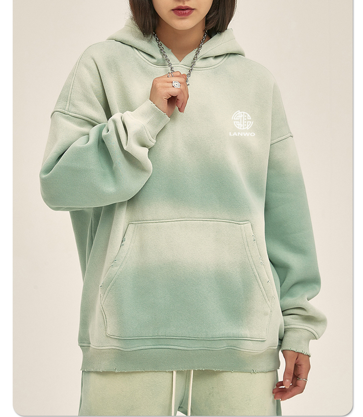 Autumn/Winter 2024 new solid color blank plus fleece thickened 360g spray dyed old hoodie for men and women