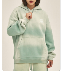 Autumn/Winter 2024 new solid color blank plus fleece thickened 360g spray dyed old hoodie for men and women