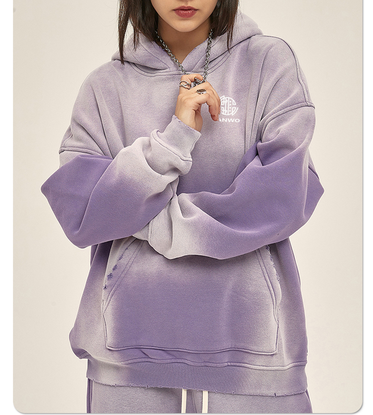 Autumn/Winter 2024 new solid color blank plus fleece thickened 360g spray dyed old hoodie for men and women