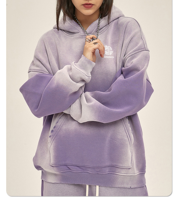 Autumn/Winter 2024 new solid color blank plus fleece thickened 360g spray dyed old hoodie for men and women