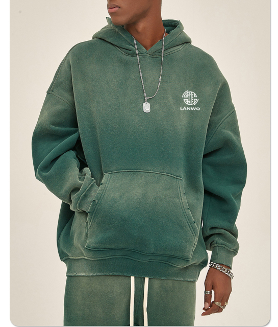 Autumn/Winter 2024 new solid color blank plus fleece thickened 360g spray dyed old hoodie for men and women