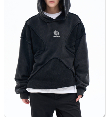 Men's 2024 autumn/winter new fashion brand personality anti-car design process solid color high street hooded hoodie men and women