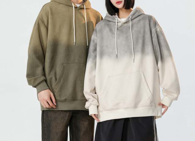 2024 Heavy gradient hoodie couple loose fashion brand American retro spring and autumn hoodie