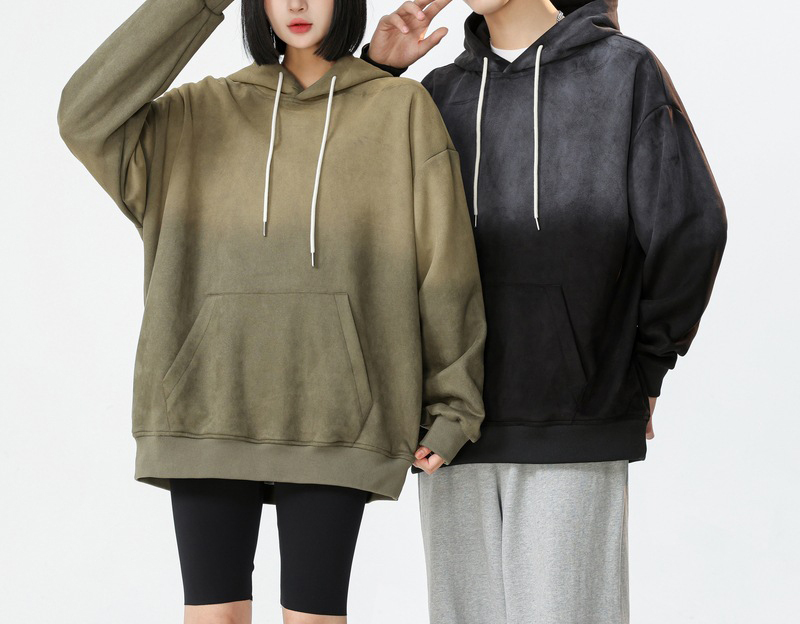 2024 Heavy gradient hoodie couple loose fashion brand American retro spring and autumn hoodie