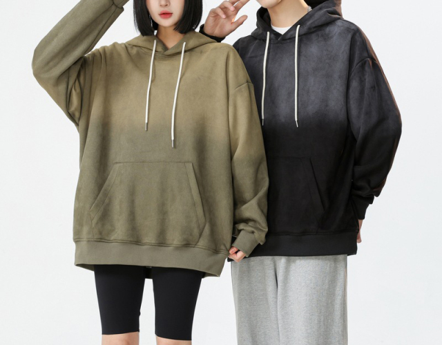2024 Heavy gradient hoodie couple loose fashion brand American retro spring and autumn hoodie