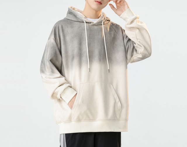 2024 Heavy gradient hoodie couple loose fashion brand American retro spring and autumn hoodie