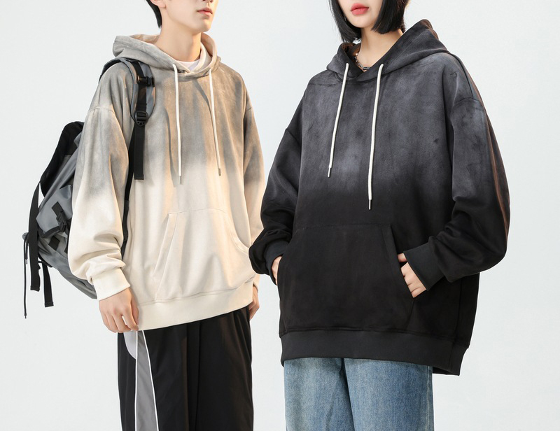 2024 Heavy gradient hoodie couple loose fashion brand American retro spring and autumn hoodie