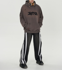 Lovers clothing autumn and winter heavy American vintage wash water to do old holes in the hoodie new cloth embroidery hoodie