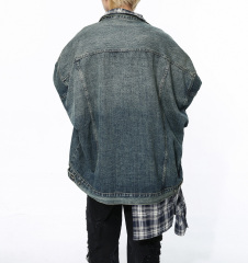 Spring 2024 new Korean plaid irregular patchwork fashion denim jacket