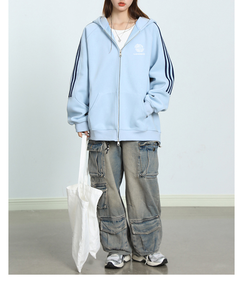 American blockbuster brand three stripes hoodie women's spring and fall casual coat