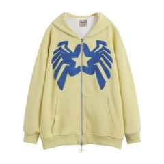 2024 autumn tide brand American hoodie retro towel embroidered hoodie cardigan hoodie woman