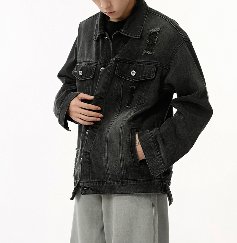 Fall 2024 new American vibe retro do old worn fashion denim jacket