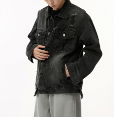 Fall 2024 new American vibe retro do old worn fashion denim jacket