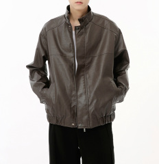 2024 autumn new product niche American style high-grade short zipper motorcycle leather jacket