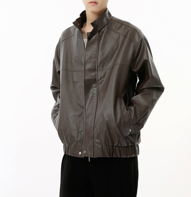 2024 autumn new product niche American style high-grade short zipper motorcycle leather jacket