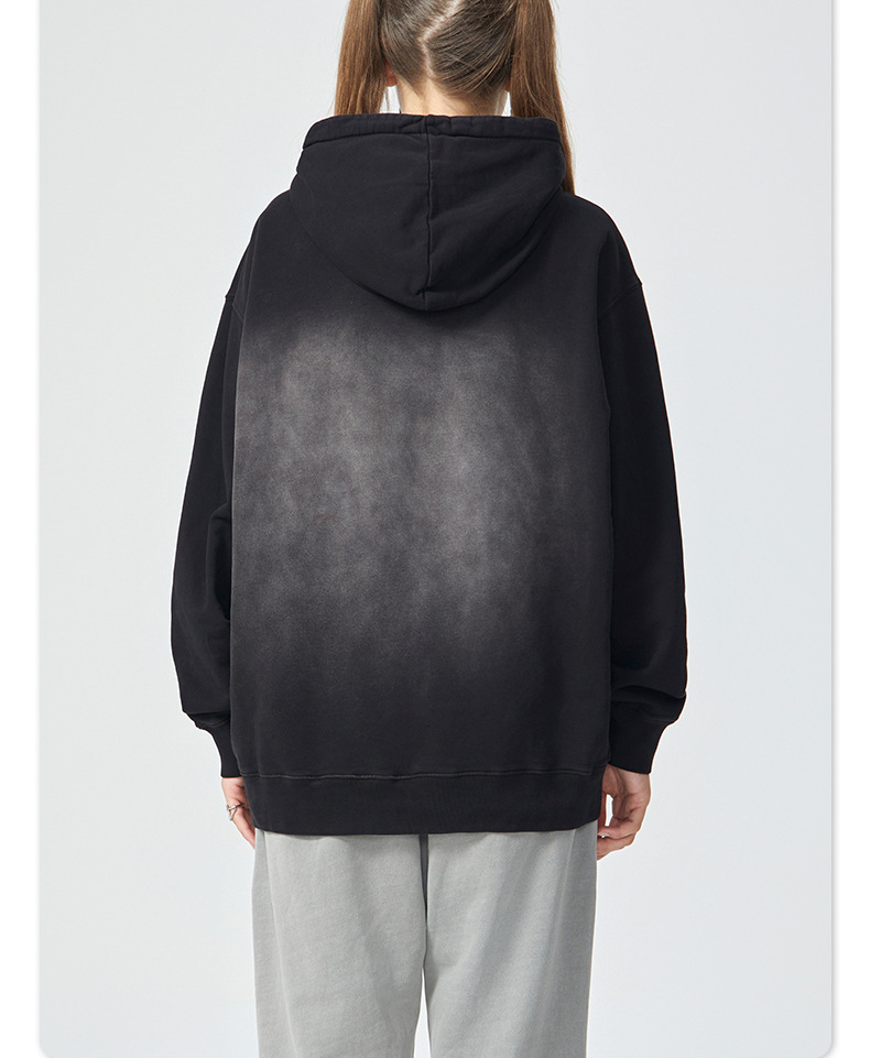 Tide brand 2024 fall American tide brand retro hoodie men gradual casual wash to make old lovers hoodie