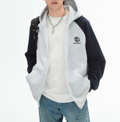 American couple with rotator sleeve hoodie men 2024 autumn new couple high street fashion brand color coat