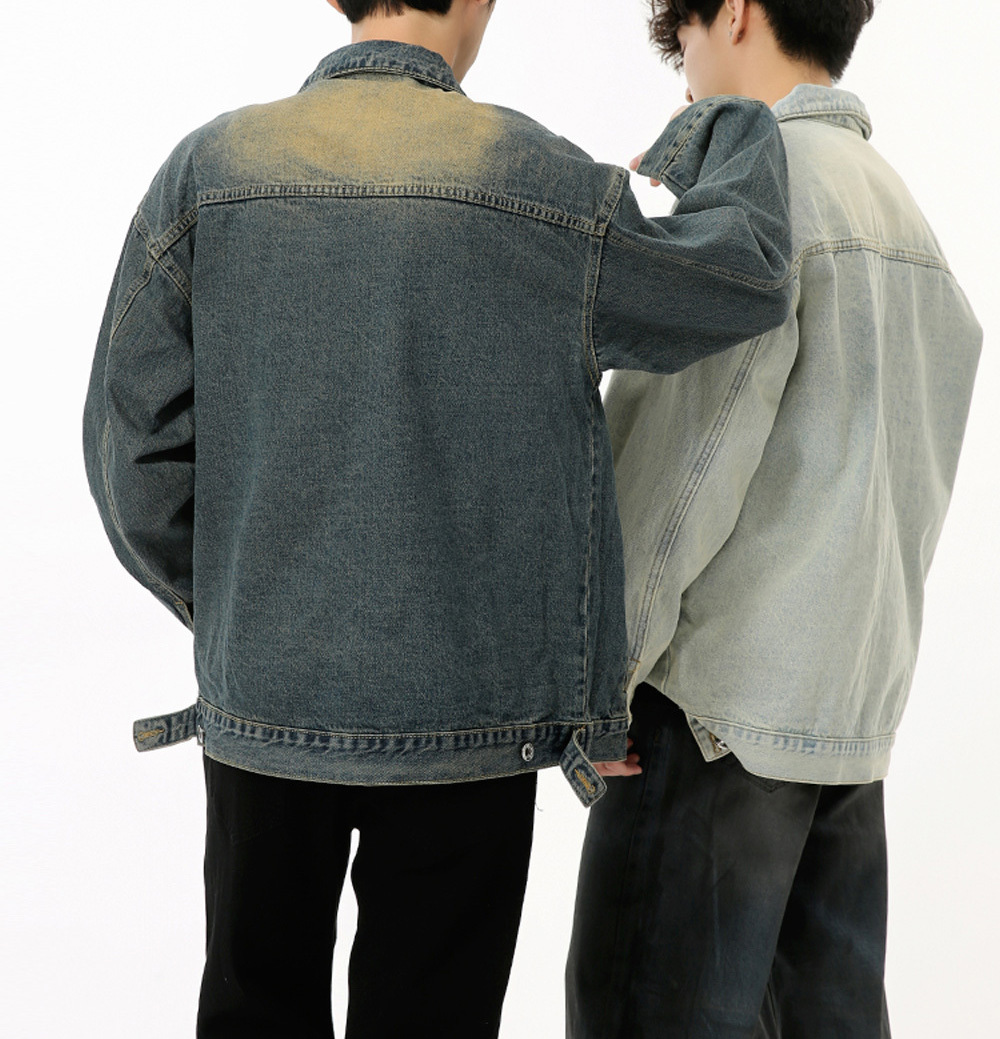 Fall 2024 new American vibe retro do old worn fashion denim jacket