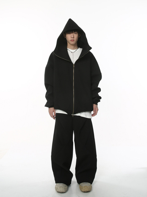 Men's wear _2024 autumn American retro High street double zipper cardigan hoodie set