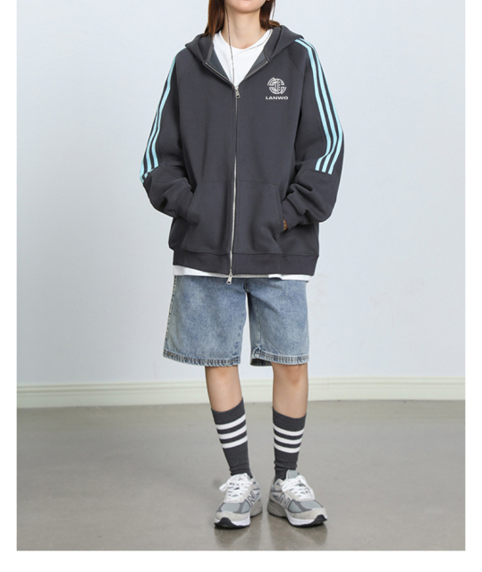 American blockbuster brand three stripes hoodie women's spring and fall casual coat