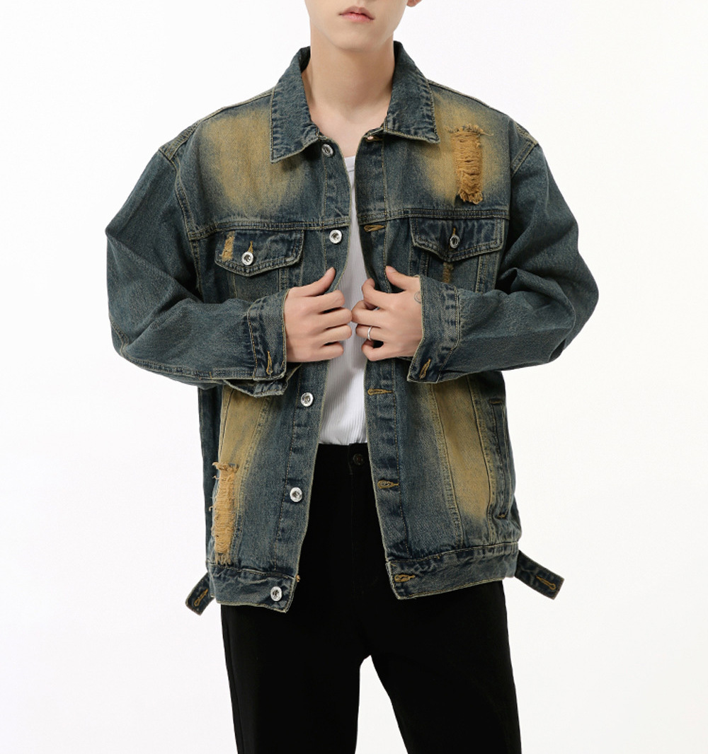 Fall 2024 new American vibe retro do old worn fashion denim jacket