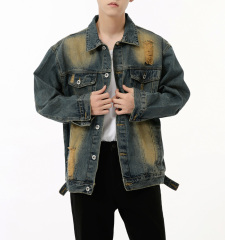 Fall 2024 new American vibe retro do old worn fashion denim jacket