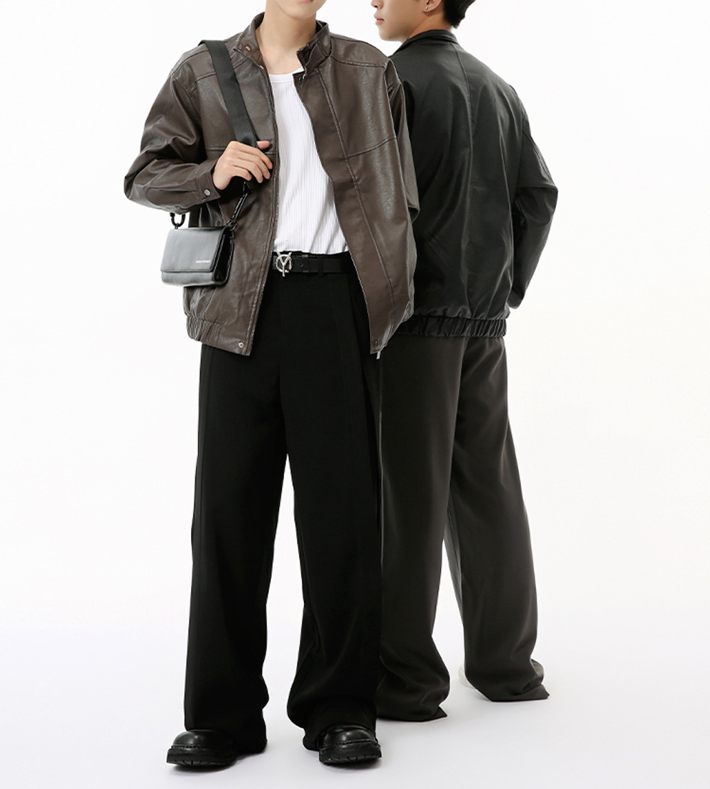 2024 autumn new product niche American style high-grade short zipper motorcycle leather jacket