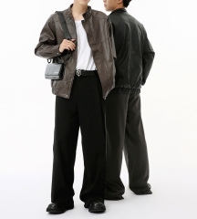 2024 autumn new product niche American style high-grade short zipper motorcycle leather jacket