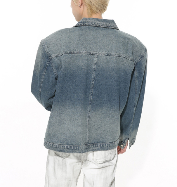 Spring 2024 new American retro gradient design non-removable shoulder pad jacket