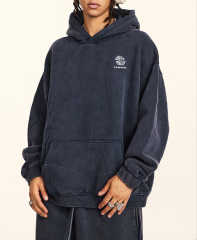 2024 Autumn and winter loose plus fleece thick washed hoodie trend sports hoodie men