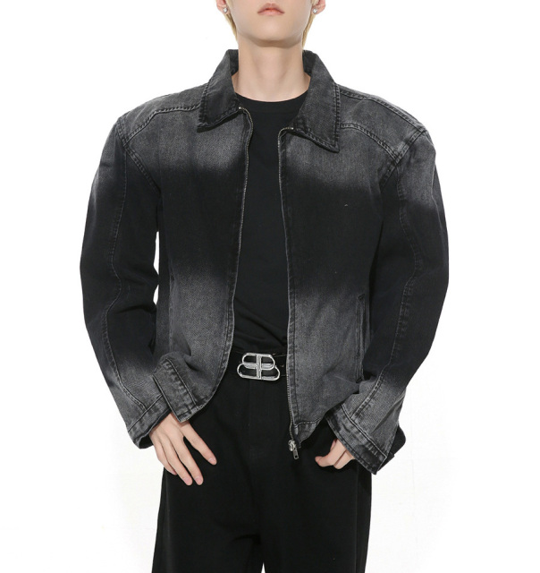 Spring 2024 new American retro gradient design non-removable shoulder pad jacket