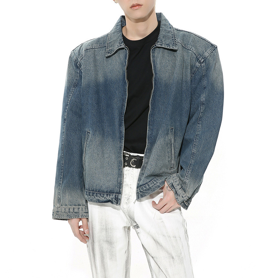 Spring 2024 new American retro gradient design non-removable shoulder pad jacket