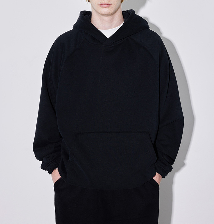 420g Chinese cotton brush composite Austrian grain fleece thickened tide brand pull-over hoodie solid color fleece hoodie men