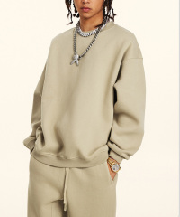 2024 Autumn and winter youth loose casual basic solid color American plus velvet round neck hoodie for men and women can wear