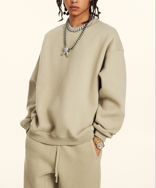 2024 Autumn and winter youth loose casual basic solid color American plus velvet round neck hoodie for men and women can wear