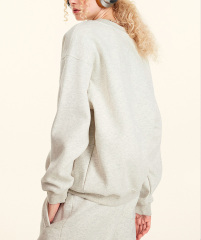 2024 Autumn and winter youth loose casual basic solid color American plus velvet round neck hoodie for men and women can wear